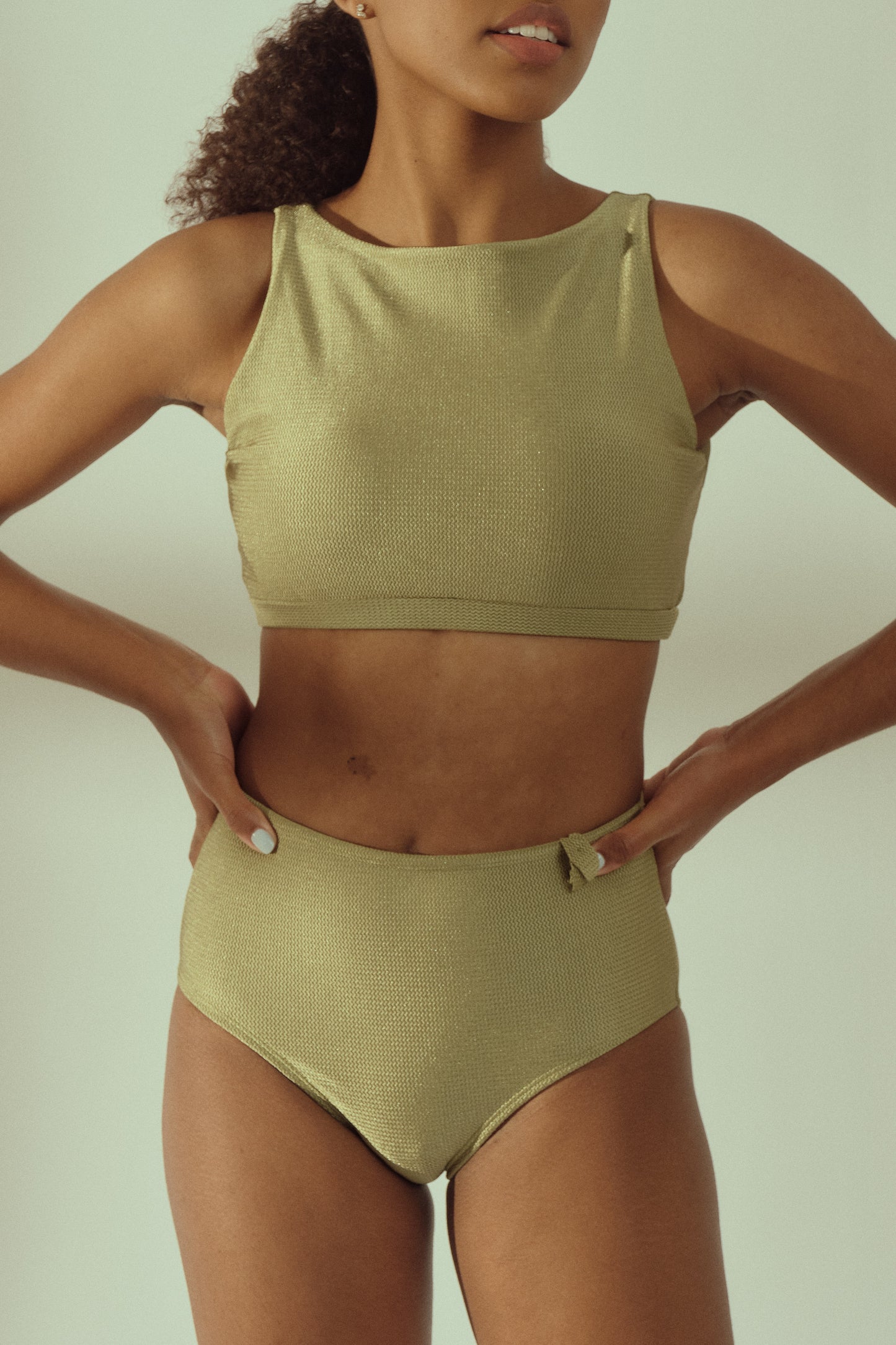 Lazi High Waisted Bottoms in Seaweed