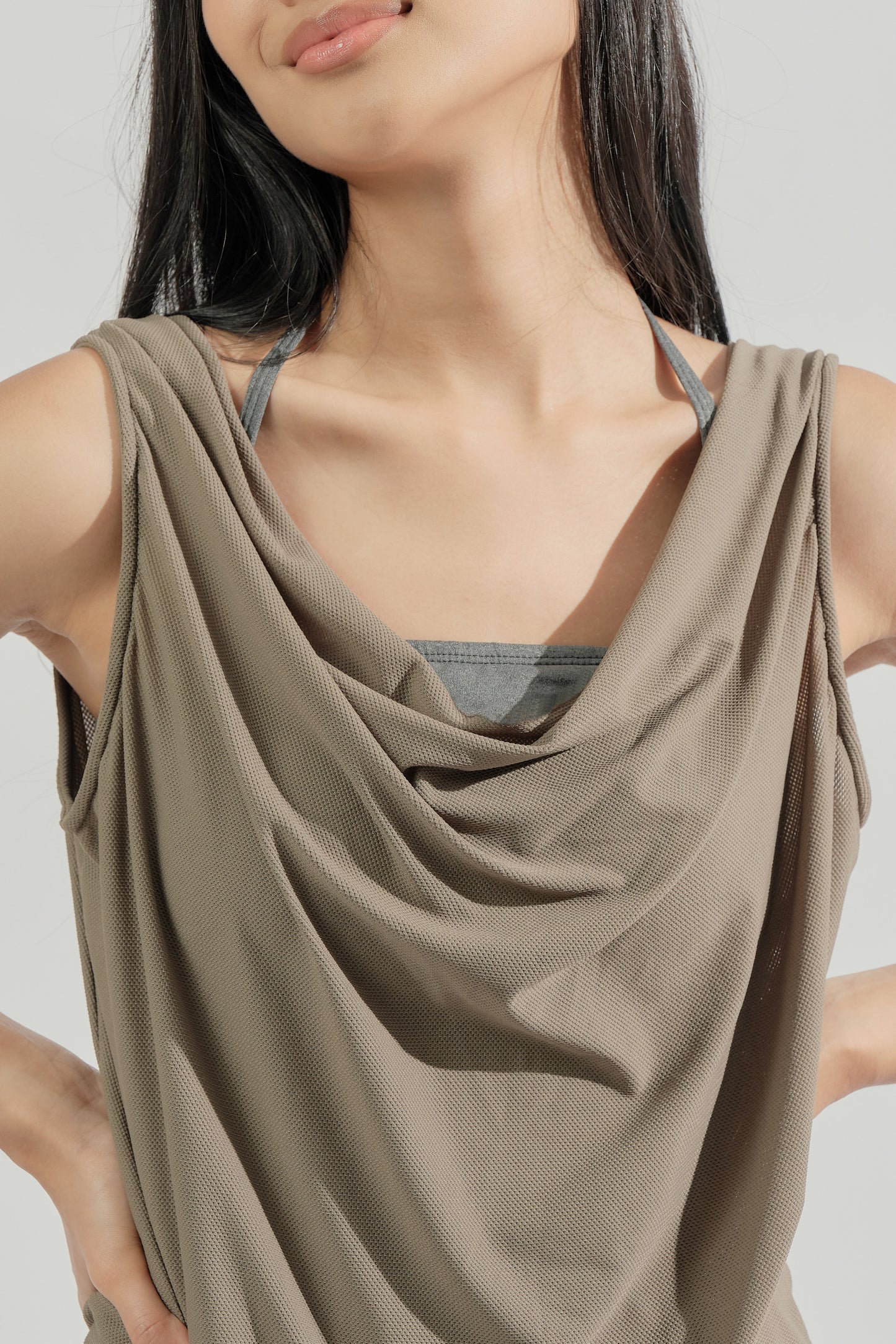 Lamao Reversible Cowl Neck Top in Forest